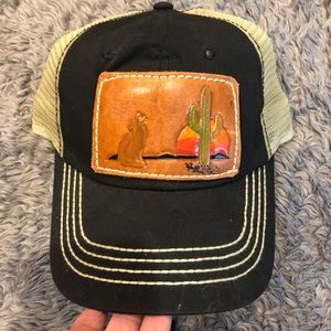 Leather front truckers hat